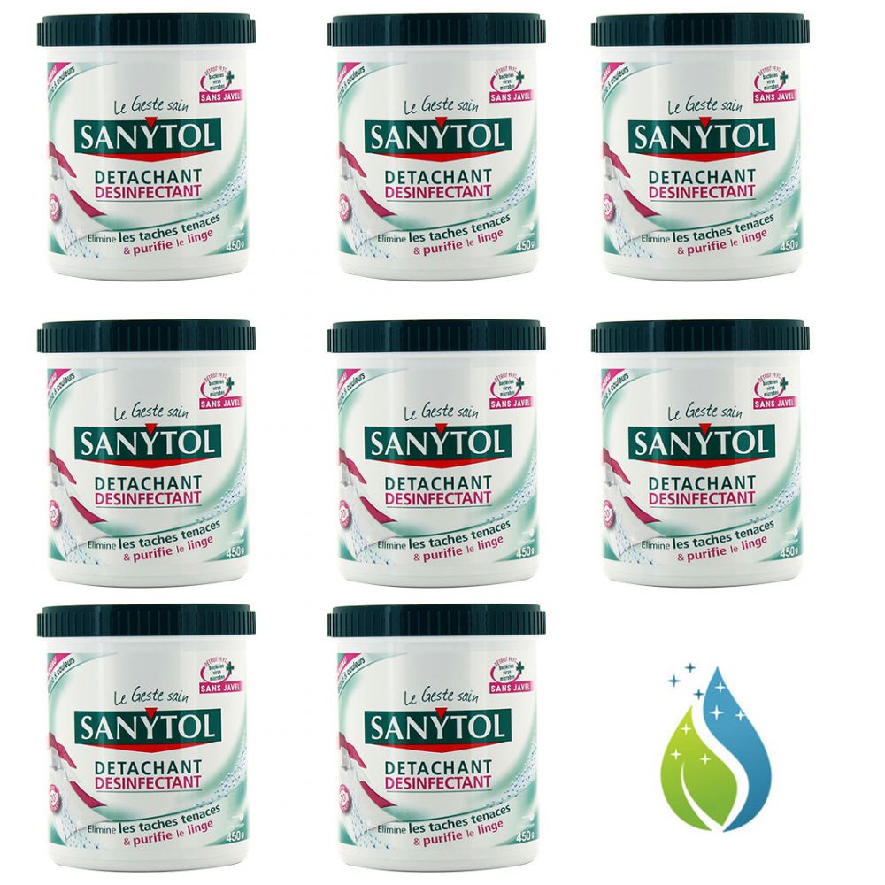 Lot 8x450gr Poudre détachante désinfectante textile Sanytol
