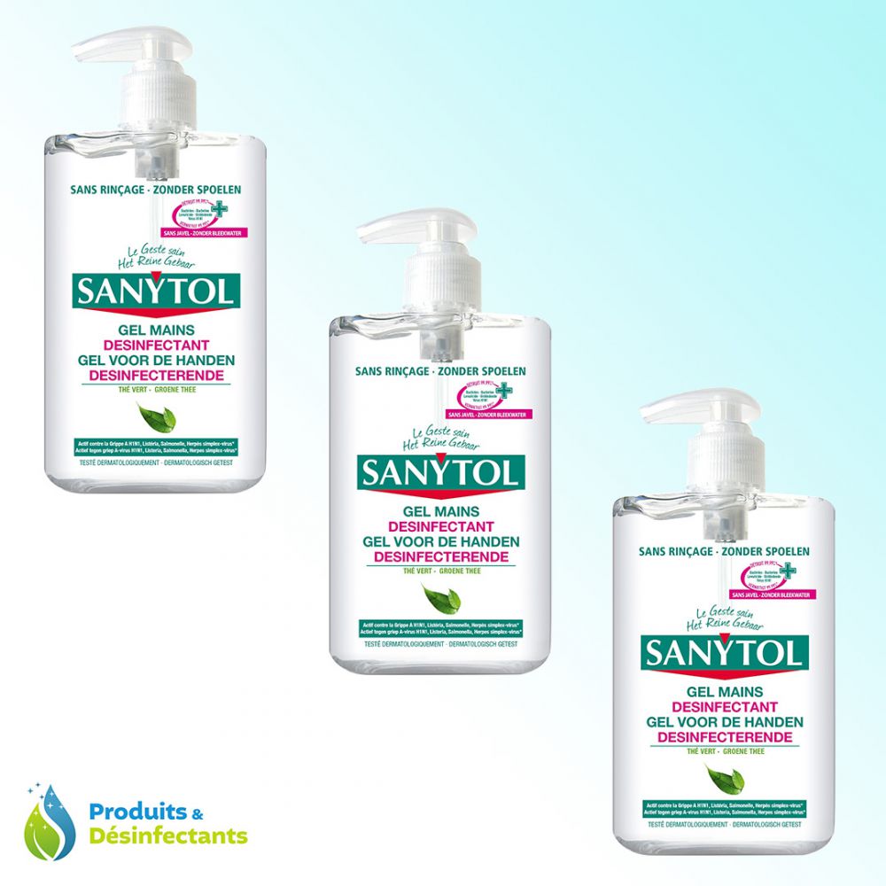 Sanytol Gel Mains Désinfectant Thé Vert 250ml : Tous les Produits Sanytol  Gel Mains Désinfectant Thé Vert 250ml Pas Cher & Discount